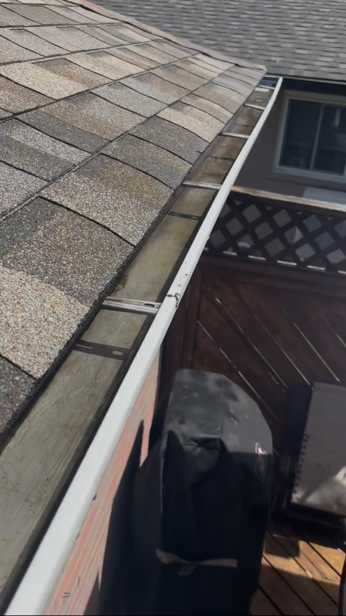 Clean gutters along a sunny roofline