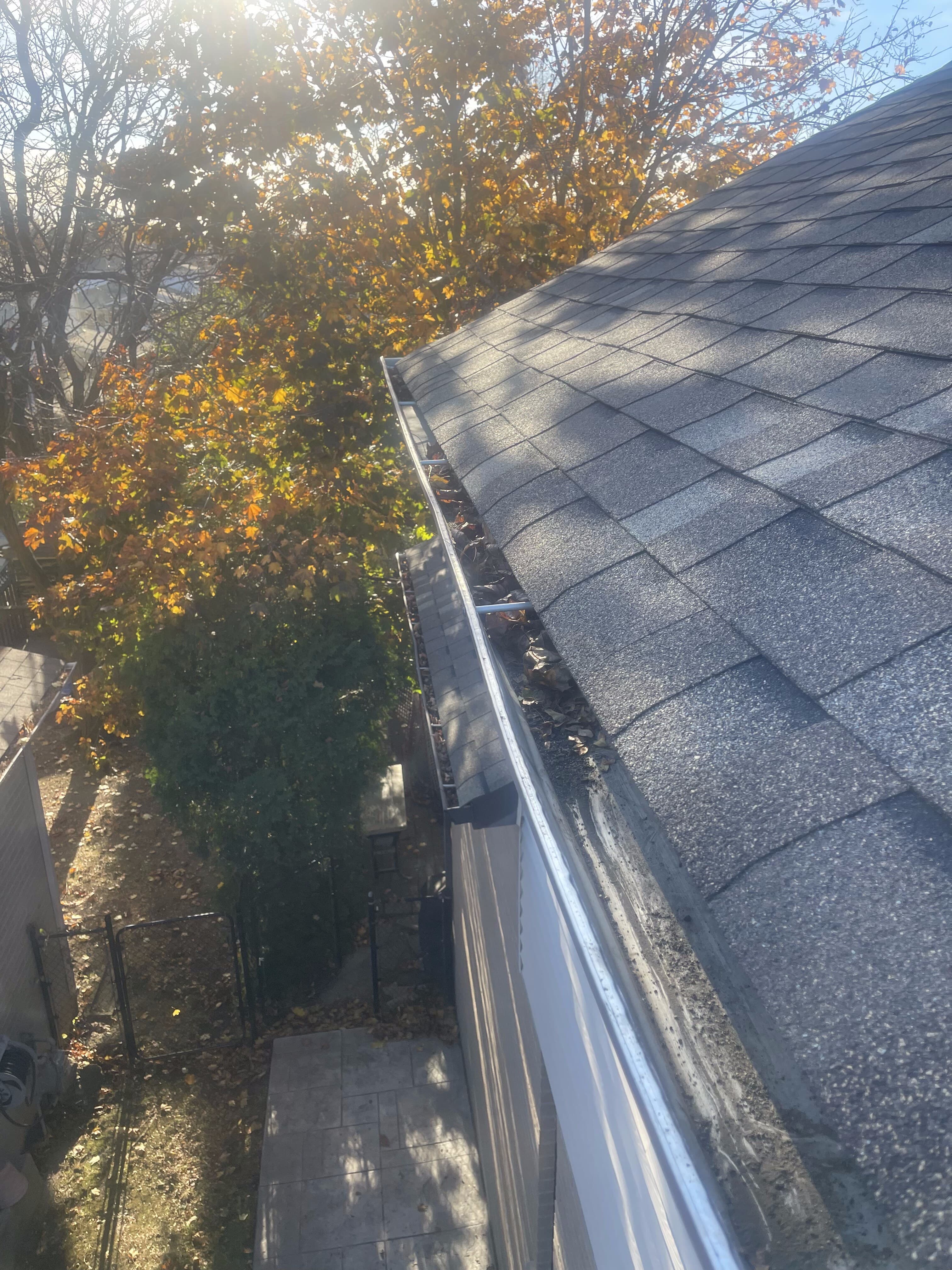 Freshly cleaned gutters at golden hour
